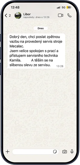Hodnocení Libora na práci servisního technika Mecalac