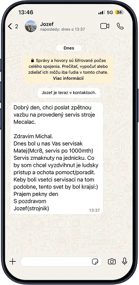 Hodnocení Jozefa na servis Mecalac 8MCR po 1000 motohodinách